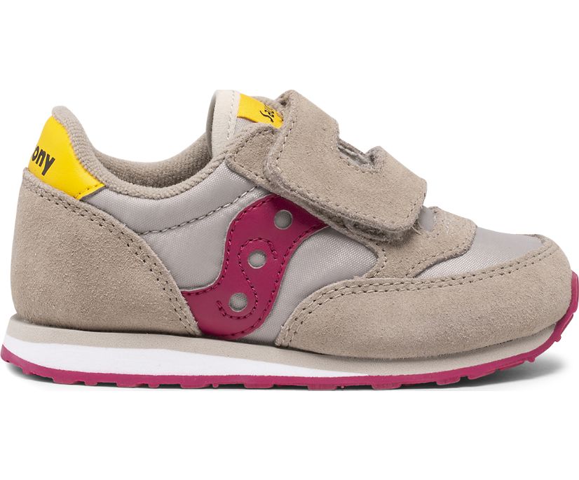 Saucony Baby Jazz Hook & Loop Kids' Sneakers Grey / Burgundy | Canada 729QMAZ